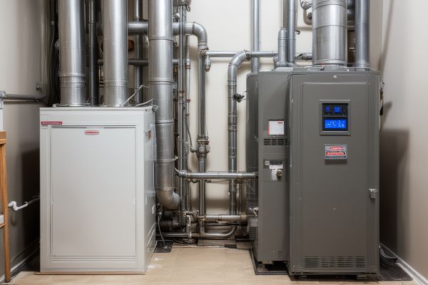 HVAC technician diagnosing furnace problem with diagnostic tools