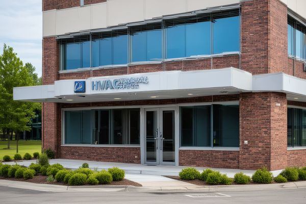 Professional HVAC technician in uniform working with furnace